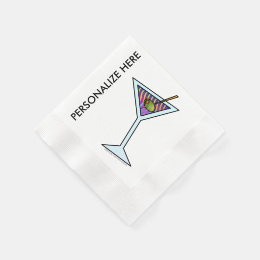 SERVIETTE EN PAPIER PAPIER PERSONNALISÉ COCKTAIL NAPKINS - MARTINI DES (Coin)