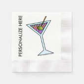 SERVIETTE EN PAPIER PAPIER PERSONNALISÉ COCKTAIL NAPKINS - MARTINI DES (Devant)