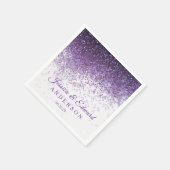 Serviette En Papier Papier personnalisé Confetti violet et argent part (Coin)