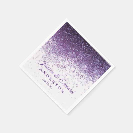 Serviette En Papier Papier personnalisé Confetti violet et argent part (Coin)