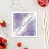 Serviette En Papier Papier personnalisé Confetti violet et argent part (En situation)