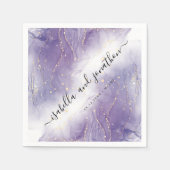 Serviette En Papier Papier personnalisé Confetti violet et argent part (Devant)