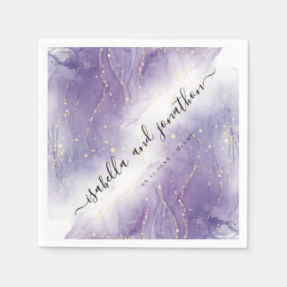 Serviette En Papier Papier personnalisé Confetti violet et argent part