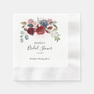 Serviette En Papier Papier Personnalisé Floral Rustique Bourgogne pour