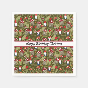 Serviette En Papier Papier personnalisé Gnomes et Champignons adorable