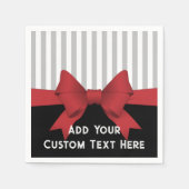 Serviette En Papier Papier personnalisé moderne ruban rouge et rayures (Devant)