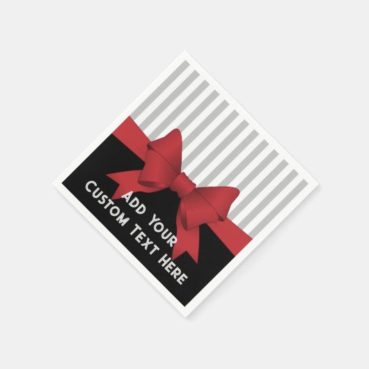 Serviette En Papier Papier personnalisé moderne ruban rouge et rayures (Coin)