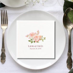 Serviette En Papier Papier personnalisé pour mariage aux fleurs de ros