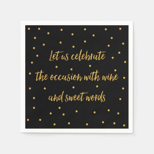 Serviette En Papier Papier Personnalisé Serviettes Noir Et Or (Devant)