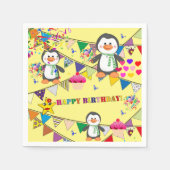 Serviette En Papier Papier, Pingouin Joyeux Anniversaire (Devant)