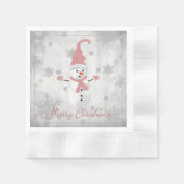 Serviette En Papier Papier Pink Snowman (Devant)