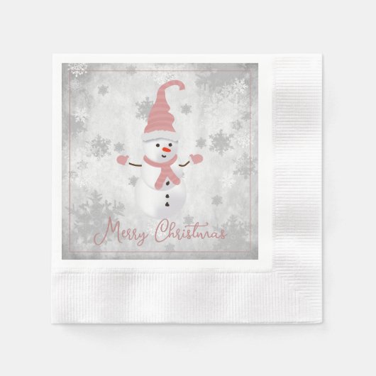 Serviette En Papier Papier Pink Snowman (Devant)