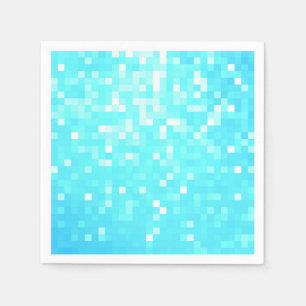 Serviette En Papier Papier Pixels Aqua Turquoise