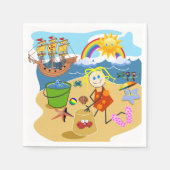 Serviette En Papier Papier, Plage Sun Rainbow Napkins (Devant)