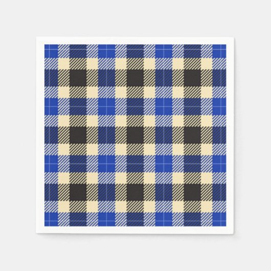 Serviette En Papier Papier plat bleu marine et noir Tartan (Devant)