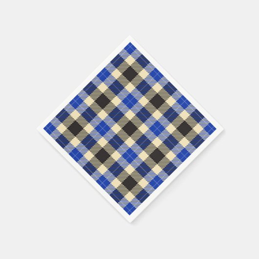 Serviette En Papier Papier plat bleu marine et noir Tartan (Coin)