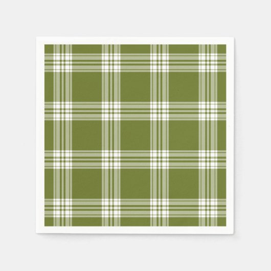 Serviette En Papier Papier plat Tartan vert moderne (Devant)