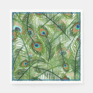 Serviette En Papier Papier Plumes Peacock-serviettes