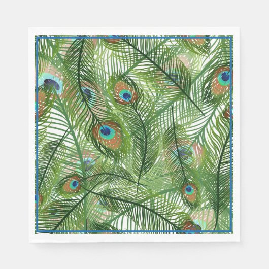 Serviette En Papier Papier Plumes Peacock-serviettes (Devant)