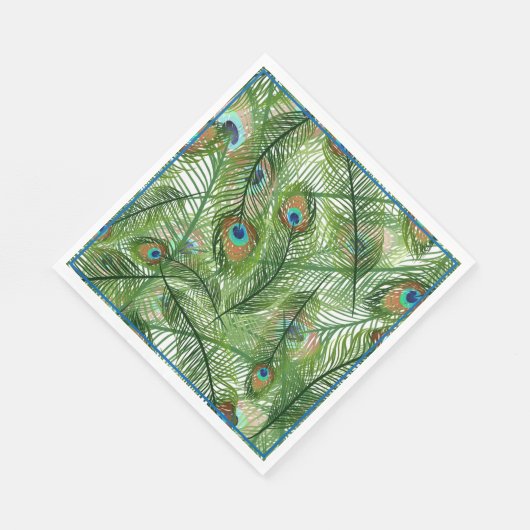 Serviette En Papier Papier Plumes Peacock-serviettes (Coin)