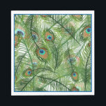 Serviette En Papier Papier Plumes Peacock-serviettes<br><div class="desc">Papier à serviette en blanc avec imprimé plumes paon. Customisez cet objet ou achetez tel quel. Image stock freepik.com</div>