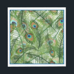 Serviette En Papier Papier Plumes Peacock-serviettes<br><div class="desc">Papier à serviette en blanc avec imprimé plumes paon. Customisez cet objet ou achetez tel quel. Image stock freepik.com</div>