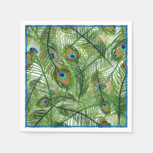 Serviette En Papier Papier Plumes Peacock-serviettes
