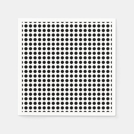 Serviette En Papier Papier Pois horizontal noir sur blanc moyen (Devant)