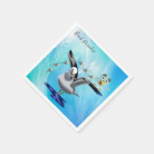 Serviette En Papier Papier, Poisson Oiseau de mer Vague d'océan (Coin)