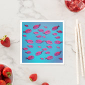 Serviette En Papier Papier Poisson Rose Napkin (En situation)