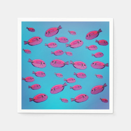 Serviette En Papier Papier Poisson Rose Napkin (Devant)