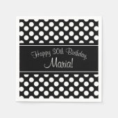 Serviette En Papier Papier PolkaDot noir et blanc personnalisé (Devant)