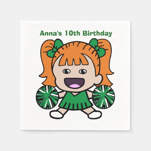 Serviette En Papier Papier Pom-pom girl vert serviettes (Devant)