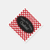 Serviette En Papier Papier Pot Polka Rouge et Blanc Personnalisé Napki (Coin)
