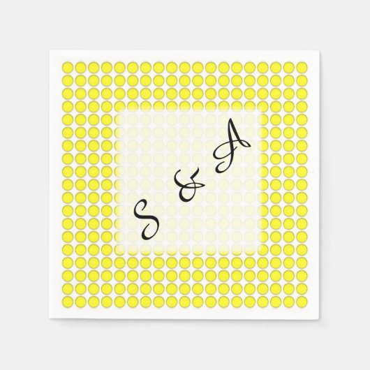 Serviette En Papier Papier - Pots jaunes avec initiales (Devant)