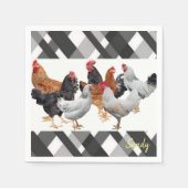 Serviette En Papier Papier, Poulet blanc noir (Devant)