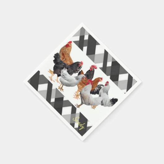 Serviette En Papier Papier, Poulet blanc noir (Coin)