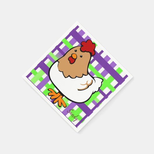 Serviette En Papier Papier, Poulet Poulet Violet Vert (Coin)