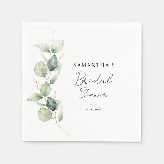 Serviette En Papier Papier pour Baby Shower Botanique d'Eucalyptus (Devant)