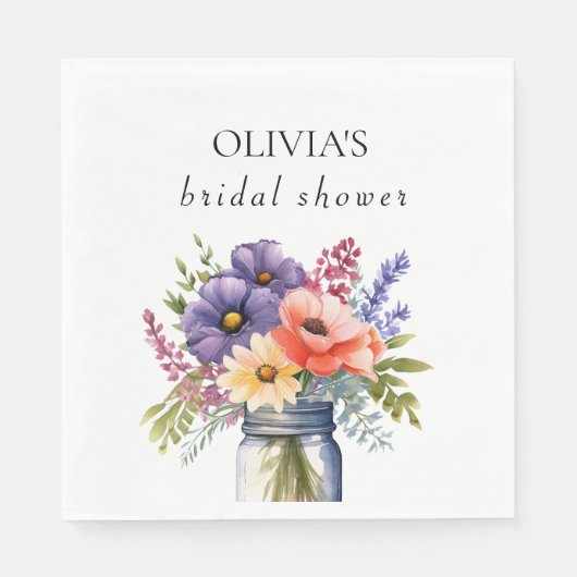 Serviette En Papier Papier pour Baby Shower Champêtre avec Fleurs Sauv (Devant)