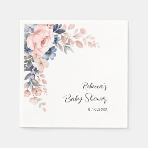 Serviette En Papier Papier pour Baby Shower Fleurs Aquarelle Rose