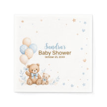 Papier pour Baby Shower Garçon Ballon Ourson