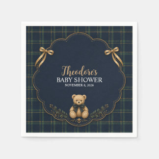 Serviette En Papier Papier pour Baby Shower Ourson Carreaux Prépa