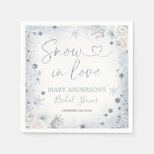 Serviette En Papier Papier pour douche de mariée flocon de neige d'amo (Devant)