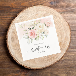 Serviette En Papier Papier pour fête d'anniversaire 16 ans à motif flo