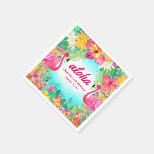Serviette En Papier Papier pour fête d'anniversaire de flamant tropica (Coin)