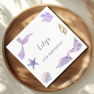 Serviette En Papier Papier pour fête d'anniversaire Sirène Aquarelle P
