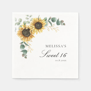 Serviette En Papier Papier pour fête de 16 ans Floral Tournesol Eucaly