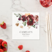 Serviette En Papier Papier pour mariage floral Bourgogne d'automne (En situation)