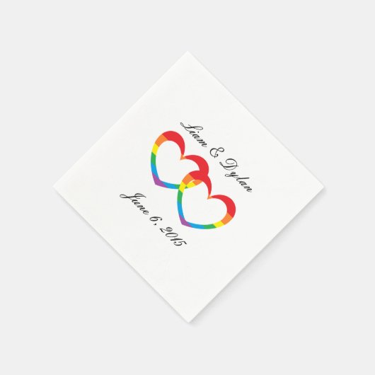 Serviette En Papier Papier "Rainbow Double Hearts" (Coin)